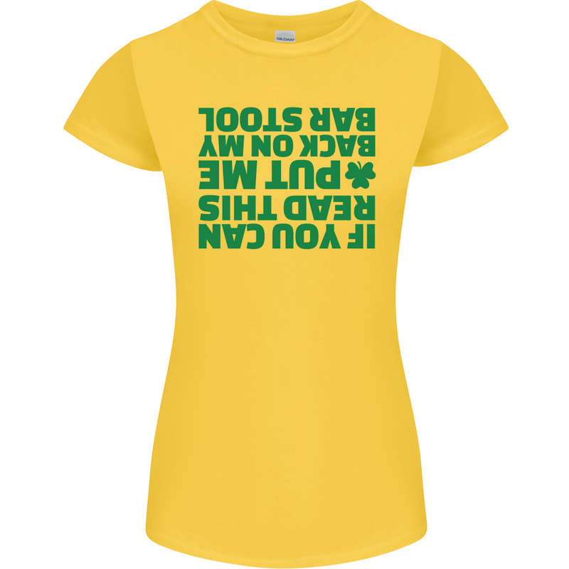 Back on My Bar Stool St. Patrick's Day Womens Petite Cut T-Shirt Yellow