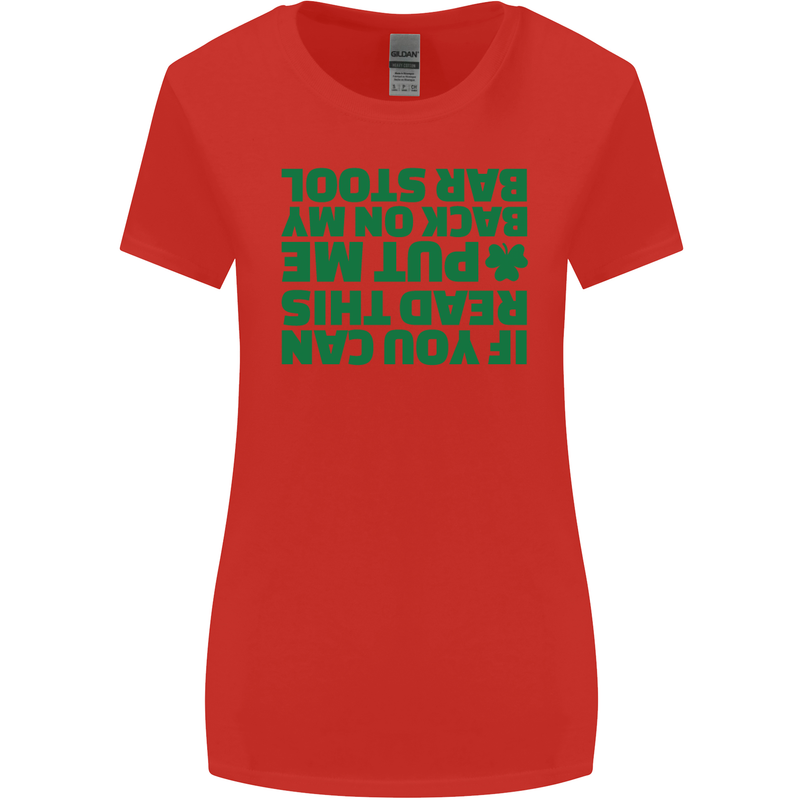 Back on My Bar Stool St. Patrick's Day Womens Wider Cut T-Shirt Red