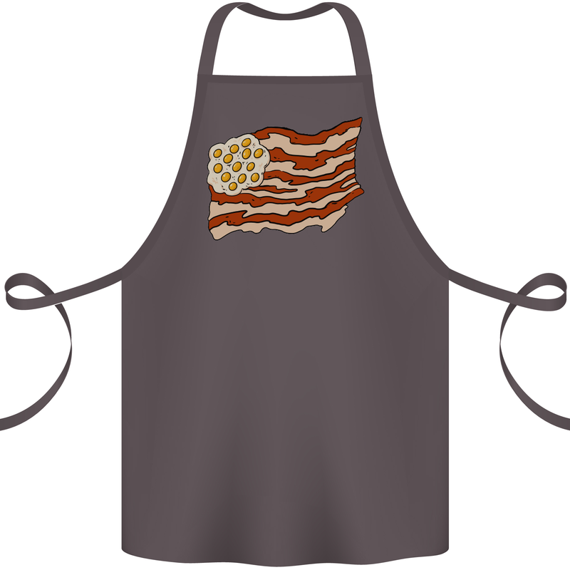 Bacon Egg Stars and Stripes Flag Funny USA Cotton Apron 100% Organic Dark Grey