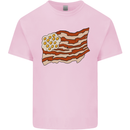 Bacon Egg Stars and Stripes Flag Funny USA Kids T-Shirt Childrens Light Pink