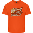 Bacon Egg Stars and Stripes Flag Funny USA Kids T-Shirt Childrens Orange