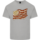 Bacon Egg Stars and Stripes Flag Funny USA Kids T-Shirt Childrens Sports Grey