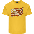 Bacon Egg Stars and Stripes Flag Funny USA Kids T-Shirt Childrens Yellow