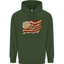 Bacon Egg Stars and Stripes Flag Funny USA Mens 80% Cotton Hoodie Forest Green