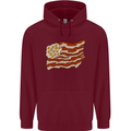 Bacon Egg Stars and Stripes Flag Funny USA Mens 80% Cotton Hoodie Maroon