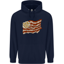 Bacon Egg Stars and Stripes Flag Funny USA Mens 80% Cotton Hoodie Navy Blue