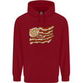Bacon Egg Stars and Stripes Flag Funny USA Mens 80% Cotton Hoodie Red