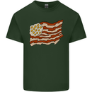 Bacon Egg Stars and Stripes Flag Funny USA Mens Cotton T-Shirt Tee Top Forest Green