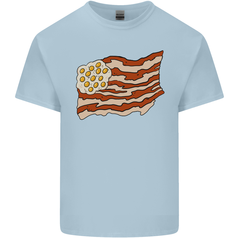 Bacon Egg Stars and Stripes Flag Funny USA Mens Cotton T-Shirt Tee Top Light Blue
