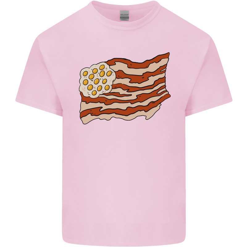 Bacon Egg Stars and Stripes Flag Funny USA Mens Cotton T-Shirt Tee Top Light Pink