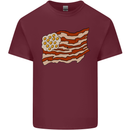 Bacon Egg Stars and Stripes Flag Funny USA Mens Cotton T-Shirt Tee Top Maroon
