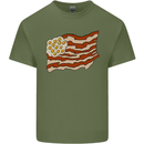 Bacon Egg Stars and Stripes Flag Funny USA Mens Cotton T-Shirt Tee Top Military Green