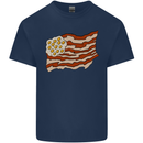 Bacon Egg Stars and Stripes Flag Funny USA Mens Cotton T-Shirt Tee Top Navy Blue
