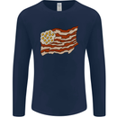 Bacon Egg Stars and Stripes Flag Funny USA Mens Long Sleeve T-Shirt Navy Blue