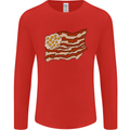 Bacon Egg Stars and Stripes Flag Funny USA Mens Long Sleeve T-Shirt Red