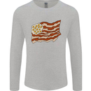 Bacon Egg Stars and Stripes Flag Funny USA Mens Long Sleeve T-Shirt Sports Grey