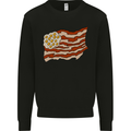 Bacon Egg Stars and Stripes Flag Funny USA Mens Sweatshirt Jumper Black