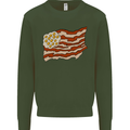 Bacon Egg Stars and Stripes Flag Funny USA Mens Sweatshirt Jumper Forest Green