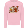 Bacon Egg Stars and Stripes Flag Funny USA Mens Sweatshirt Jumper Light Pink