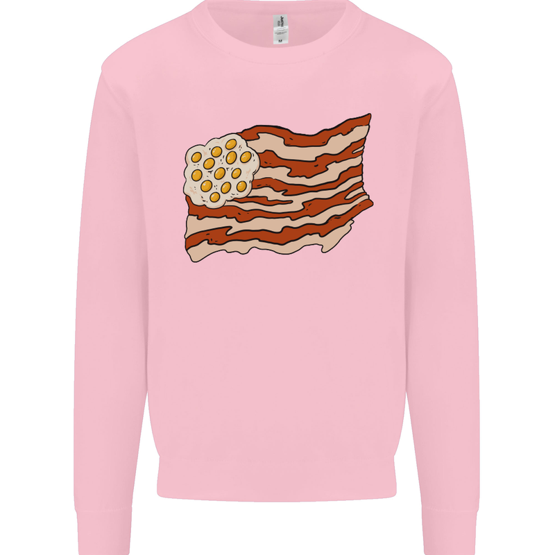Bacon Egg Stars and Stripes Flag Funny USA Mens Sweatshirt Jumper Light Pink