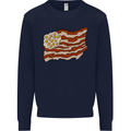 Bacon Egg Stars and Stripes Flag Funny USA Mens Sweatshirt Jumper Navy Blue
