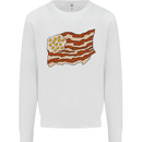 Bacon Egg Stars and Stripes Flag Funny USA Mens Sweatshirt Jumper White