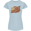 Bacon Egg Stars and Stripes Flag Funny USA Womens Petite Cut T-Shirt Light Blue