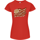 Bacon Egg Stars and Stripes Flag Funny USA Womens Petite Cut T-Shirt Red
