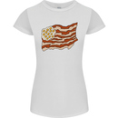 Bacon Egg Stars and Stripes Flag Funny USA Womens Petite Cut T-Shirt White