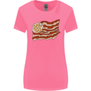 Bacon Egg Stars and Stripes Flag Funny USA Womens Wider Cut T-Shirt Azalea