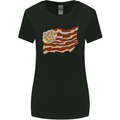 Bacon Egg Stars and Stripes Flag Funny USA Womens Wider Cut T-Shirt Black