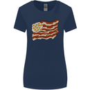 Bacon Egg Stars and Stripes Flag Funny USA Womens Wider Cut T-Shirt Navy Blue