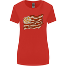 Bacon Egg Stars and Stripes Flag Funny USA Womens Wider Cut T-Shirt Red