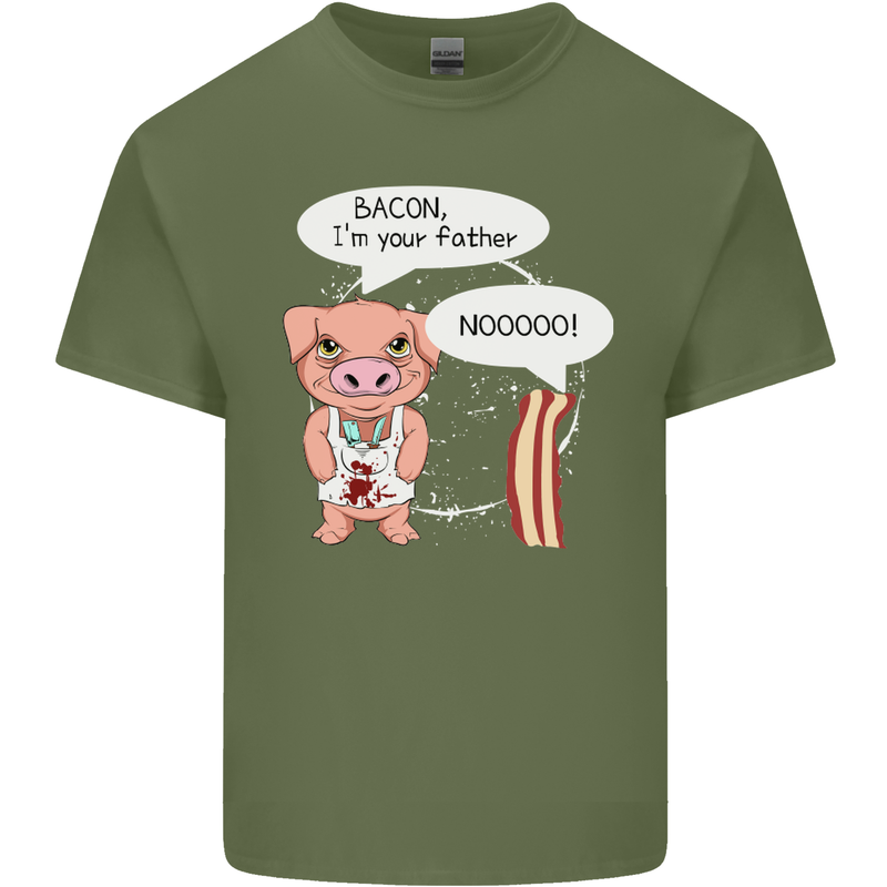Bacon I'm Your Father Funny Food Diet Mens Cotton T-Shirt Tee Top Military Green