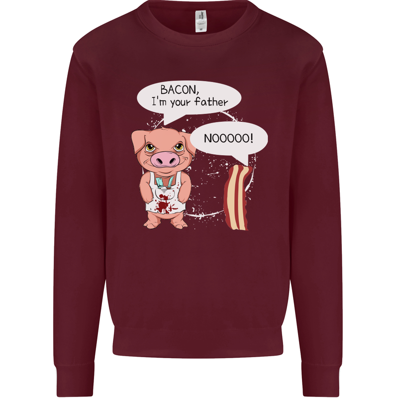 Bacon I'm Your Father Funny Food Diet Mens Sweatshirt Jumper Maroon