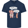 Bacon I'm Your Father Funny Food Diet Mens V-Neck Cotton T-Shirt Navy Blue