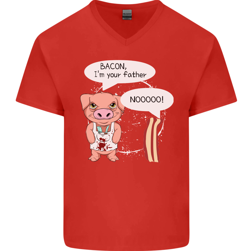 Bacon I'm Your Father Funny Food Diet Mens V-Neck Cotton T-Shirt Red