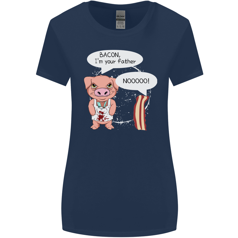 Bacon I'm Your Father Funny Food Diet Womens Wider Cut T-Shirt Navy Blue