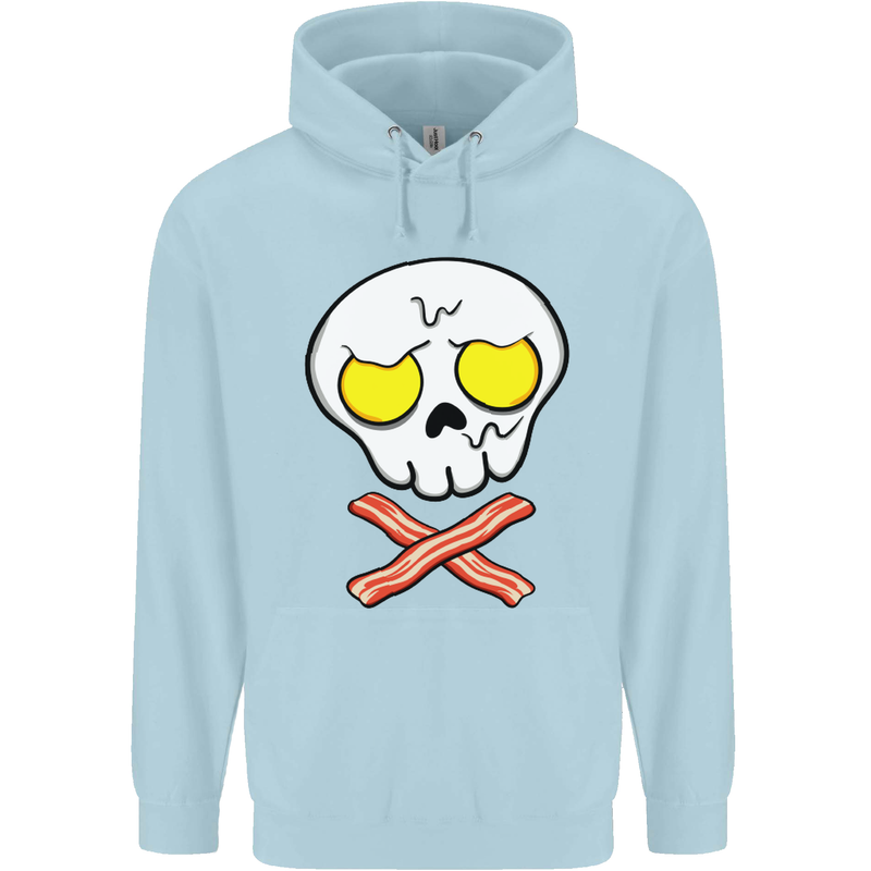 Bacon & Egg Skull & Crossbones Funny Childrens Kids Hoodie Light Blue