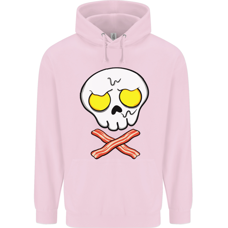 Bacon & Egg Skull & Crossbones Funny Childrens Kids Hoodie Light Pink