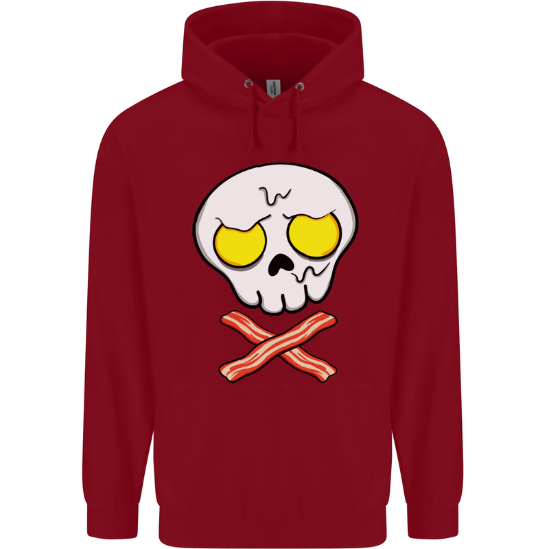 Bacon & Egg Skull & Crossbones Funny Childrens Kids Hoodie Red