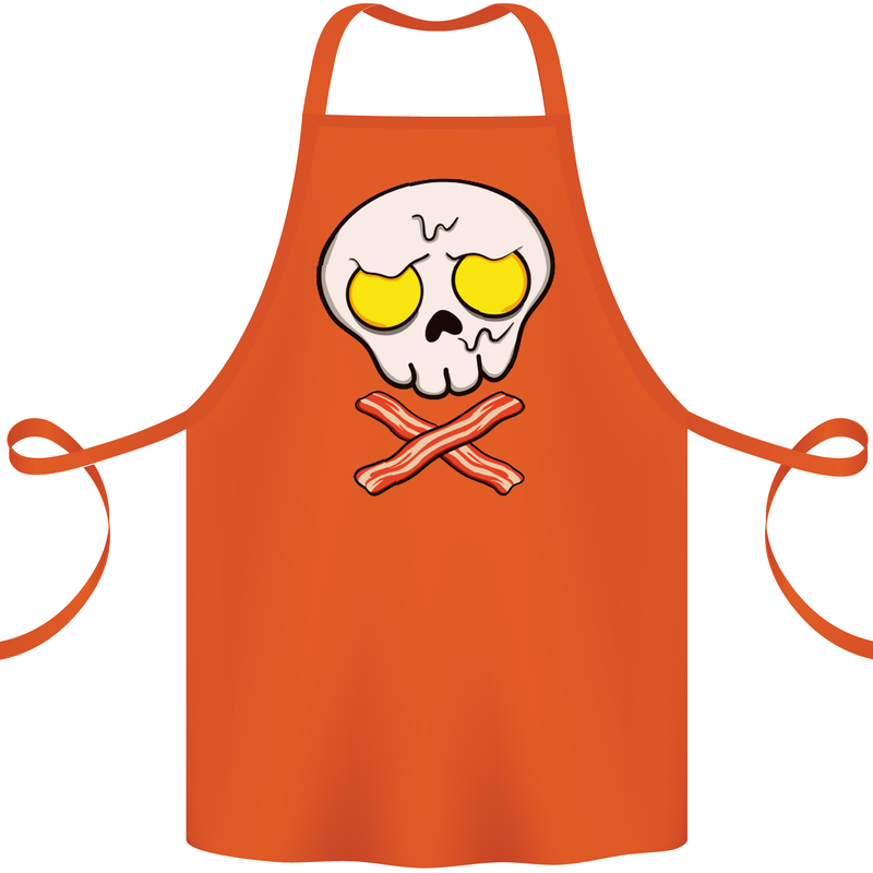 Bacon & Egg Skull & Crossbones Funny Cotton Apron 100% Organic Orange