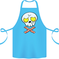 Bacon & Egg Skull & Crossbones Funny Cotton Apron 100% Organic Turquoise