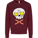 Bacon & Egg Skull & Crossbones Funny Kids Sweatshirt Jumper Maroon