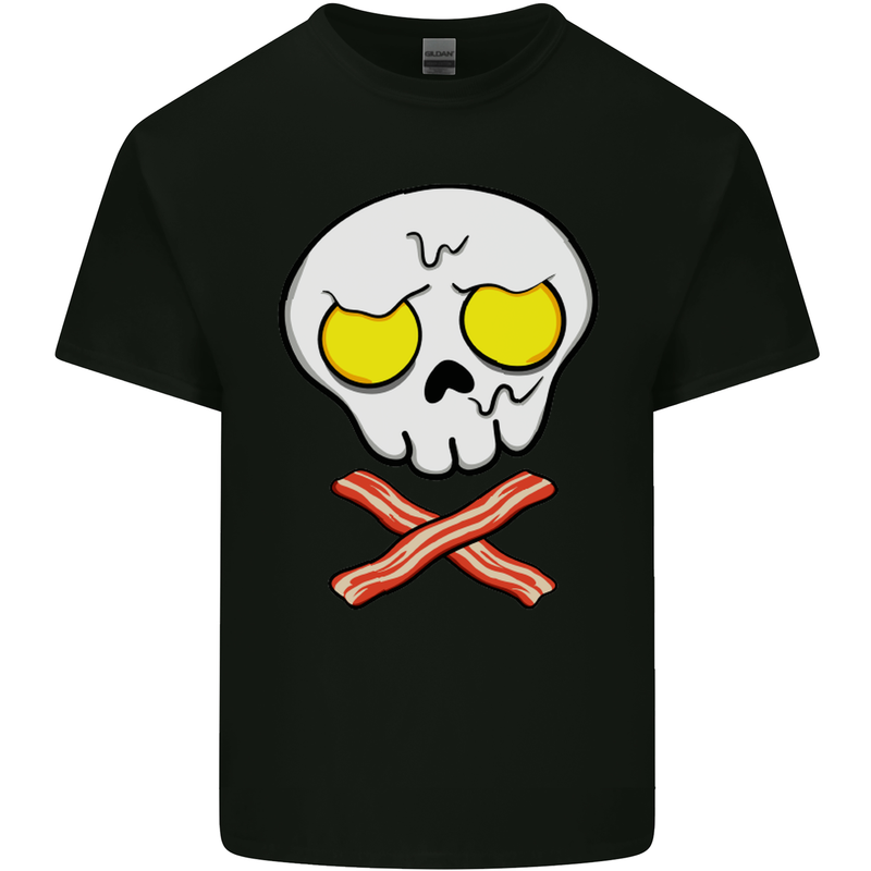 Bacon & Egg Skull & Crossbones Funny Kids T-Shirt Childrens Black