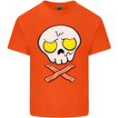 Bacon & Egg Skull & Crossbones Funny Kids T-Shirt Childrens Orange