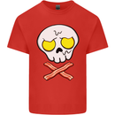 Bacon & Egg Skull & Crossbones Funny Kids T-Shirt Childrens Red