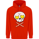 Bacon & Egg Skull & Crossbones Funny Mens 80% Cotton Hoodie Bright Red