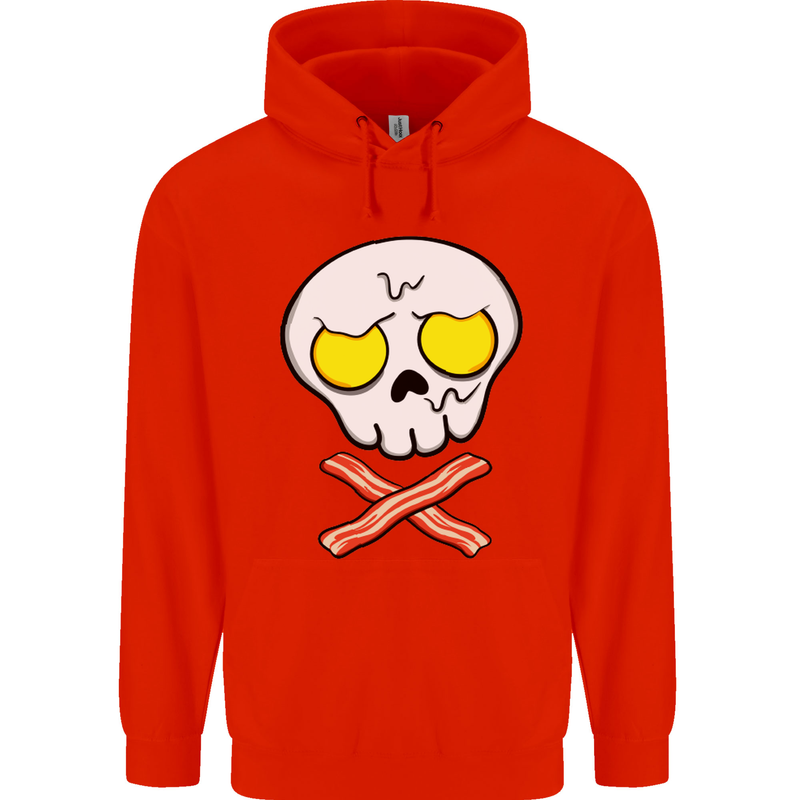 Bacon & Egg Skull & Crossbones Funny Mens 80% Cotton Hoodie Bright Red
