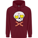 Bacon & Egg Skull & Crossbones Funny Mens 80% Cotton Hoodie Maroon